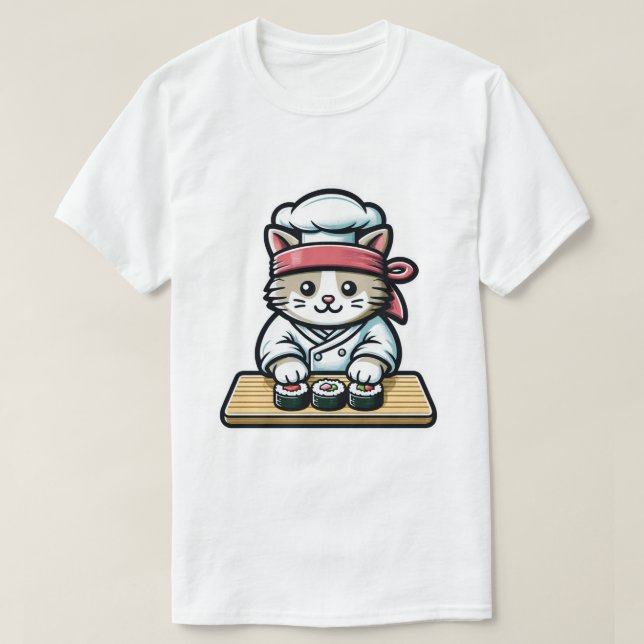 Camiseta Gato de sushi - Gato lindo y gracioso haciendo art (Diseño del anverso)