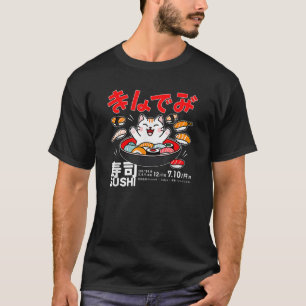 Camiseta Gato de sushi japonés Kawaii Harajuku gato de sush