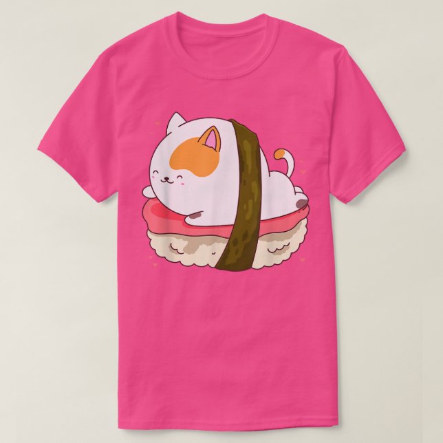 Camiseta Gato de sushi kawaii Anime Neko Mascota animal Jap (Diseño del anverso)
