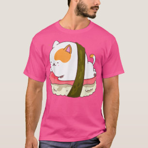 Camiseta Gato de sushi kawaii Anime Neko Mascota animal Jap