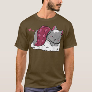 Camiseta Gato de sushi kawaii Anime Neko Mascota animal Jap