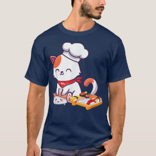 Camiseta Gato de sushi Kawaii Anime Neko regalo japonés par