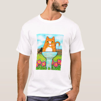 Camiseta Gato de Tabby en el Birdbath