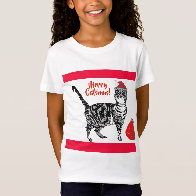 Camiseta Gato de Tabby Feliz Navidad Catsmus Gatos Gracioso (Anverso)