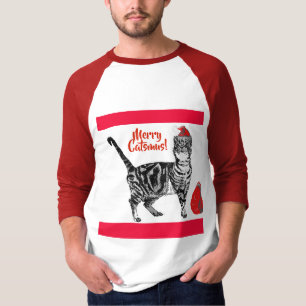 Camiseta Gato de Tabby Feliz Navidad Catsmus Red Funny Gato