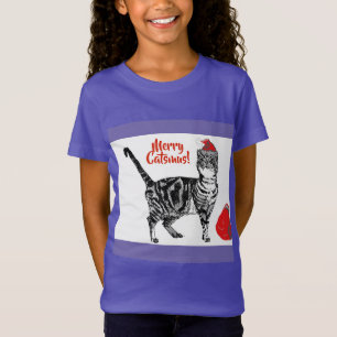 Camiseta Gato de Tabby Feliz Navidad Catsmus Red Funny Gato