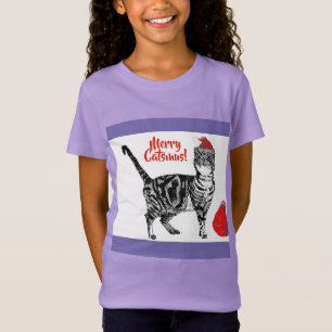 Camiseta Gato de Tabby Feliz Navidad Catsmus Red Funny Gato