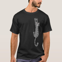 Camiseta Gato De Tabby Gris Colgando | Gracioso Gris Strin 