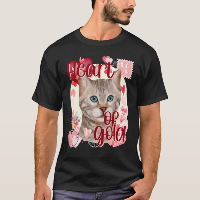 Camiseta Gato de Tabby Gris de San Valentín Simplemente Lin (Anverso)