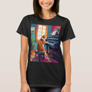 Camiseta Gato de Tabby jugando al piano