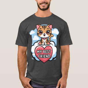 Camiseta Gato de Tabby Mi mejor amigo Corazón y Nubes Diseñ