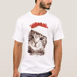 Camiseta Gato de tabby nacional que lleva el gorra rojo del