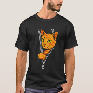 Camiseta Gato de Tabby Naranja con Pestaña de Cremallera Di