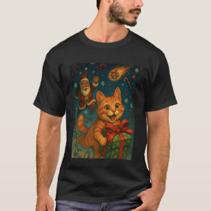 Camiseta Gato de Tabby Naranja de Navidad Regalo de Santa D