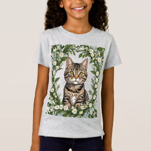 Camiseta Gato De Tabby Y Mayflowers 2