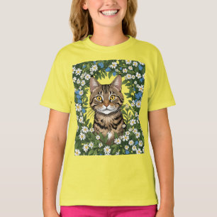 Camiseta Gato De Tabby Y Mayflowers 3