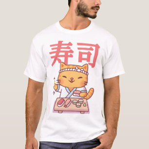 Camiseta Gato De Tabby Y Sushi Japonés