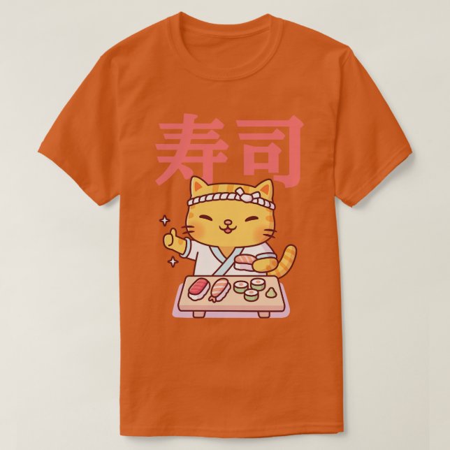 Camiseta Gato De Tabby Y Sushi Japonés (Diseño del anverso)