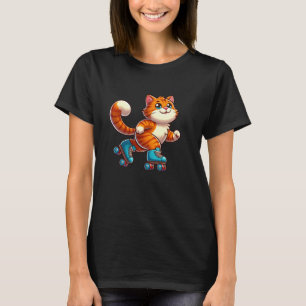 Camiseta Gato de Tabú Naranja Patinando Mascota Divertida P