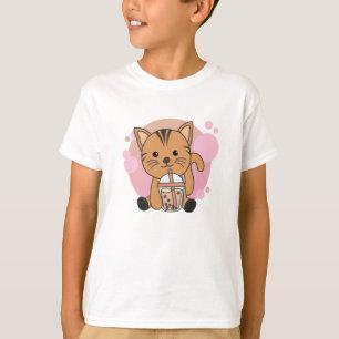 Camiseta Gato De Té De Burbuja Con Gatos De Animales Dulces