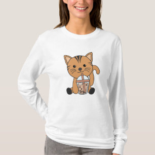 Camiseta Gato De Té De Burbuja Con Gatos De Animales Dulces