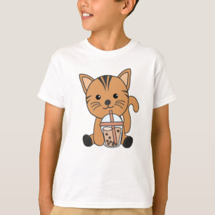 Camiseta Gato De Té De Burbuja Con Gatos De Animales Dulces