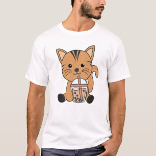 Camiseta Gato De Té De Burbuja Con Gatos De Animales Dulces
