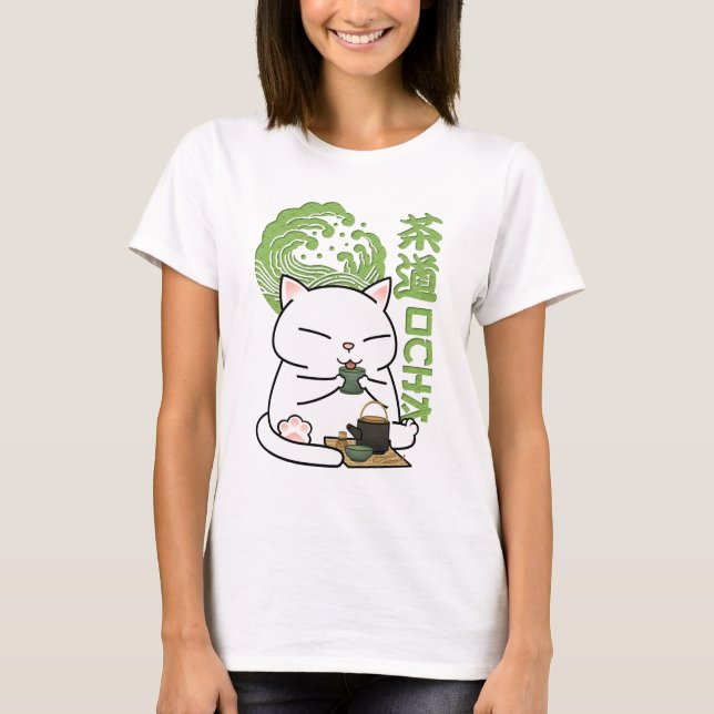 Camiseta Gato de té verde Matcha (Anverso)