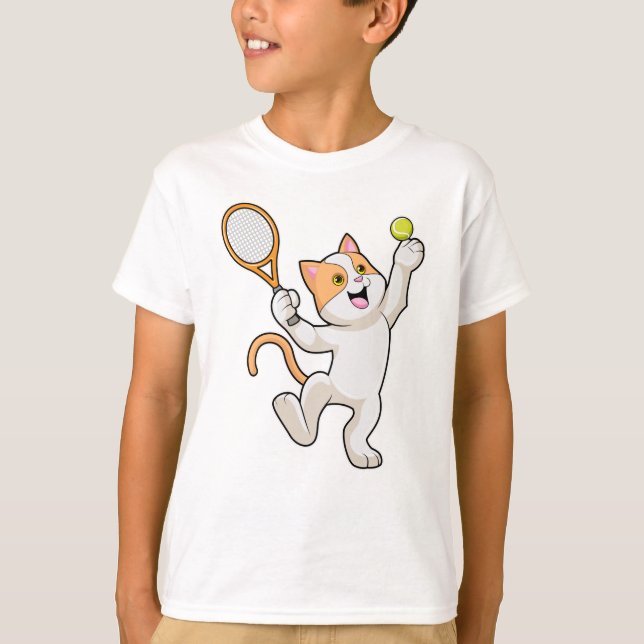 Camiseta Gato de tenis con raqueta de tenis (Anverso)