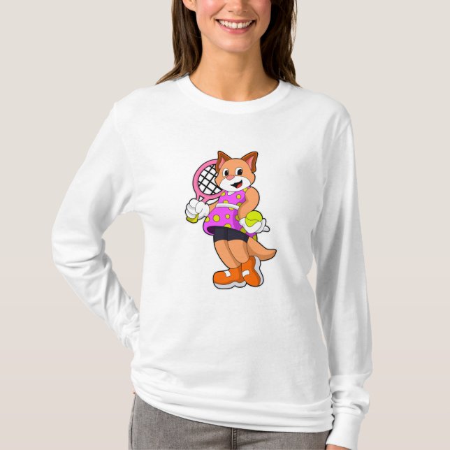 Camiseta Gato de tenis con raqueta de tenis (Anverso)