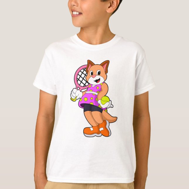 Camiseta Gato de tenis con raqueta de tenis (Anverso)