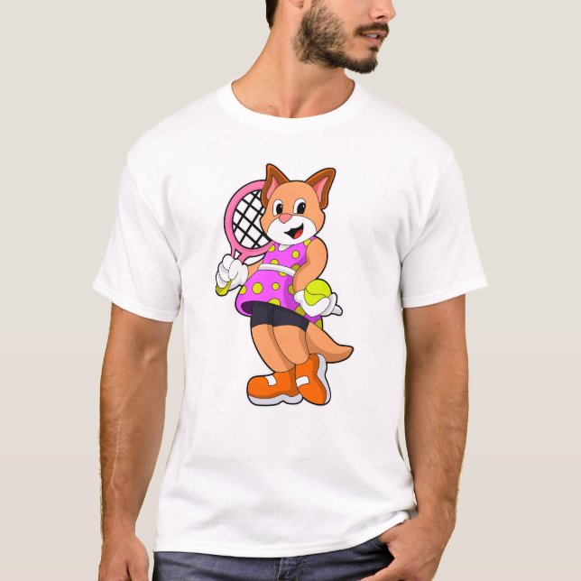 Camiseta Gato de tenis con raqueta de tenis (Anverso)