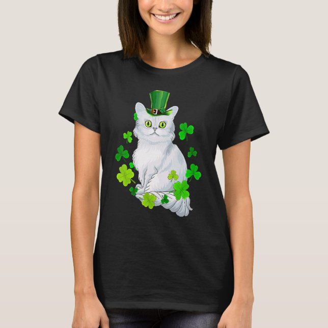 Camiseta Gato de Tiffany Shamrock feliz gato del día de San (Anverso)