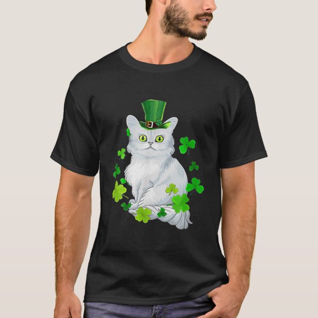Camiseta Gato de Tiffany Shamrock feliz gato del día de San (Anverso)