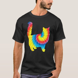Camiseta Gato de tinte Arcoiris Impresión felina Mascota Ki