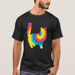 Camiseta Gato de tinte Arcoiris Impresión felina Mascota Ki