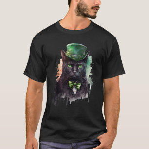 Camiseta Gato de Tinte Ligado Sombrero de Duende Esmoquin D