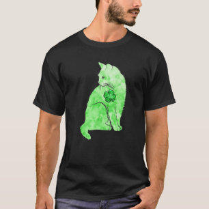 Camiseta Gato de Tintura Verde Shamrocks Día de San Patrici