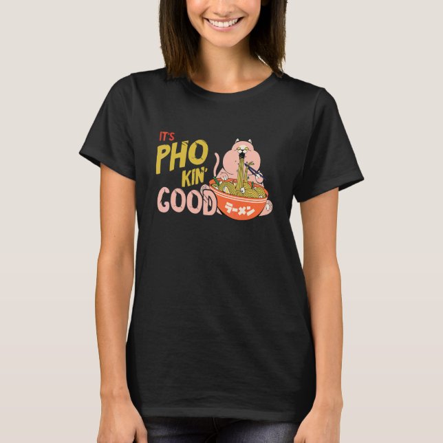 Camiseta Gato de Tono de Comida Tazón de Pho Comida Vietnam (Anverso)