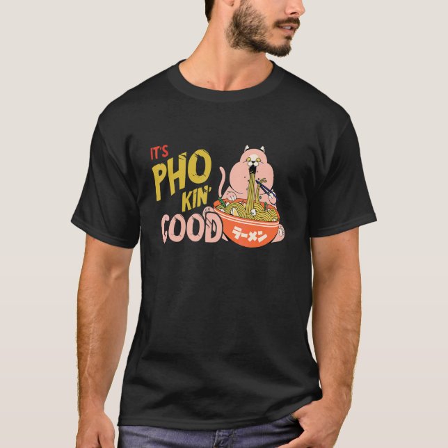 Camiseta Gato de Tono de Comida Tazón de Pho Comida Vietnam (Anverso)