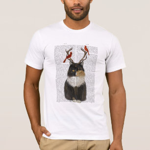 Camiseta Gato de Tortoisesinfierno con pollas y pájaros roj