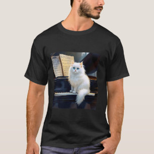 Camiseta Gato de trapo de fantasía en el piano