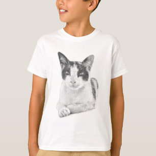 Camiseta Gato de Tres Colores en Trama de Puntos