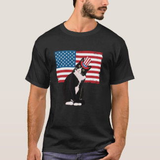 Camiseta Gato de Tuxedo 4 de julio Gorra Regalo patriótico