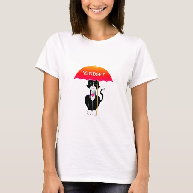 Camiseta Gato de Tuxedo con paraguas (Anverso)