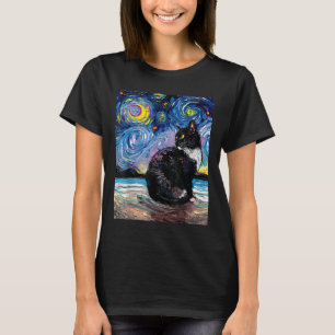 Camiseta Gato De Tuxedo En La Playa De La Noche Estelar Imp