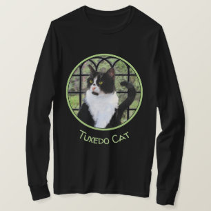 Camiseta Gato de Tuxedo en la ventana Pintura de arte anima