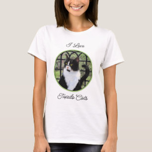Camiseta Gato de Tuxedo en la ventana Pintura de arte anima