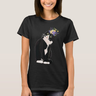 Camiseta Gato de Tuxedo Flores Kitten Madres Hijas Niños