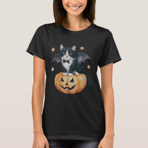 Camiseta Gato de Tuxedo lindo Gato de calabaza de Halloween